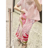 Fongt Folded Spring Half-Dress New Folded Print Japan-Korea Casual Dress High-Grade Small Scented Dress