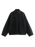 Fongt Autumn And Winter New Women's Casual Multi-Color Loose Wool Jacket Dark Buckle Collar Jacket