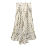 Fongt Women's Holiday Style Snake Print Irregular Wide Swing Skirt 05233882741
