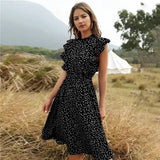 Butterfly Sleeve Ruffles Medium Long Vacation