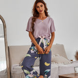 Cartoon Crane Printed Ladies Pajamas