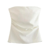 Fongt Fashion Folded Women's New Trend Brag Vest Solid Color Bhise Repair Body Small Top