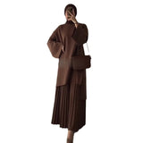 Fongt Summer New Women's Round Collar Loose Casual Top Retro Temperament Skirt Suit Women