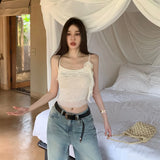 Pure Desire Mesh Sling Vest Summer Hottie Sexy French Romantic Double-Layer Lace Top Three-Dimensional Outer