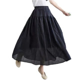 Fongt Half Dress Girl New Big Swing Skirt Solid Color Fluffy Skirt Fluffy Skirt Double Breathable Literary Waist Tight