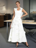 French Small Fragrant Wind Lotus Leaf Side Sling Dress Dress 2025 New Splicing Three-Dimensional Flower Design Long Dress