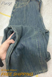 Women's Blue Jeans Wide Leg Pants High Waist Baggy Vintage Straight Denim Pants Casual Street Hip Hop Fashion Mom Denim
