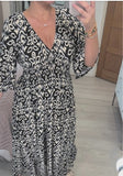 Fongt Summer Explosion Super Fairy V Collar Seaside Holiday Beach Print Loose Dress