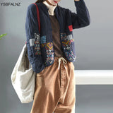 And Spring Art Style Women's Long-sleeved Retro Short Jacket Patchwork Cotton And Linen Single-breasted Padded