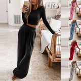 Solid Color Rib Knit Long Sleeve