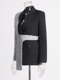 Fashion Temperament Collar Collar Blazer Women's 2025 New High-End Hair That Spliced Thin Design