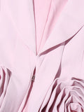 Fongt Wind Niche Stereo Rose Cut Deep V Collar 2024 Autumn New Solid Color Small Suit Short Coat Female-Outfit