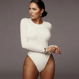 O Neck Long Sleeve Solid White Sexy Bodysuit Women Black Autumn Winter Body Top Gray Casual Lady Streetwear