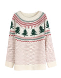 Fongt And Winter New Christmas Sweater Women Loose Knitted Green Pine Embroidered Clothes On The Head