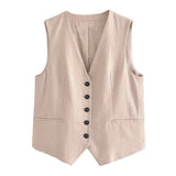 Autumn Style New Style Tooling Style Solid Color Slim Vest Shorts Leisure Suit-Outfit