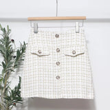 Small Scented Coarse Flowers, The Short Skirt 2022 Autumn And Winter Korean Version Of The Small Man A-Word Bag Hip Lattice Half-Dress