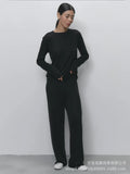 Fongt 2025 New Soft Model Set Women's Casual Blouse + Broad Legs Christmas Red Two-Sleeve