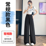 Fongt Anti-Frinkle Silk Linen Pants Women Summer Thin Ice Silk Cotton High Waist Hanging Mountain Suit Wide Leg Pants