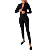 Fongt 2023 New Fashion Solid Color V-Neck Sexy Elastic Home Bottom Jumpsuit-Outfit