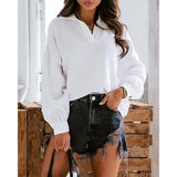 Fongt 2025 New Clip Lantern Long-Sleeved Solid Shirt Lady Top