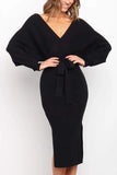 Wrap Side Slit Sweater