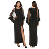 Dress Ebay Popular Style Sequins Stitching High Waist Fake Two Long Dresses-Outfit