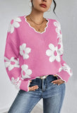 Fongt And Winter New Lace V-Neck Marinde Jersey Casual Sweater