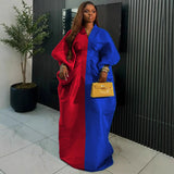 Fongt New Loose V-Neck Bat Long-Sleeved Dress 褶皱收 Waist Big Swing Fashion Party Dress Dress