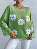 Fongt Embroidered Flower Women's Clothing 2025 New Loose One-Word Shoulder Jacket Sweater