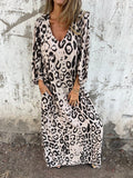 Fongt Women's Spring Summer New V-Neck Fashion Holiday Print Dress