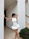 Exploding New Women's White Sleeveless Tight-Dight Dress Party