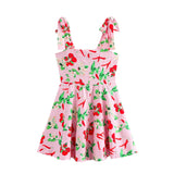 New Blended Print Suspender Mini Dress 0387087-Outfit