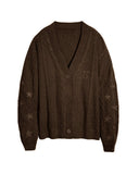 Fongt Same Taylor Orange Cardigan Embroidered Stars Loose Languid Temperament Sweater