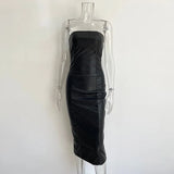 2021 New Arrival Brown Solid Color Vestidos Sleeveless Strapless Outfit Skinny Elegant Party Night Long Dresses For