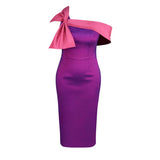Fongt Sexy Elegant Dress Party Party Collar Bow High Waist Dress Dresses