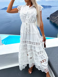 Fongt Women's New Fashion With Waist Lace Splicing Long