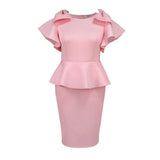 Fongt Women's Bow Bow Lotus Leaf Dress Banquet Party High Waist Dress Dress