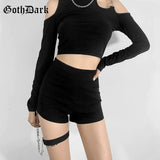 Dark Gothic Grunge Black Punk Women Shorts Mall Goth High Waist Chain Patchwork Bottoms Slim Fashion Streetwear Summer