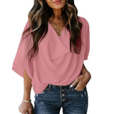 Summer V-neck Loose Half Sleeve