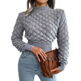 Fongt Wind Shooting 2025 Autumn And Winter Three-Dimensional Rhumus Long-Sleeved Umbilical Knitted Sweater Women's Clothing