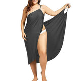 Fongt New Plus Size Dress Solid Color Sexy Sling Beach