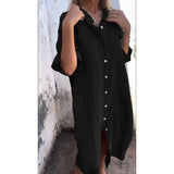 Fongt New Spring And Summer Loose Leisure Sleeve Cotton Shirt Dress Women