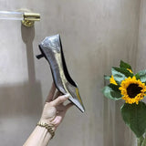 Fongt Women Naked Small Heels Fine Heel Sharp French Gentle Dress Low Heds And Light Mouth Four Seasons Single Shoes