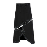 Fongt New Multi-Wearing Personalized Print Irregularly Cut Denim Splicable Detachable Skirt 1475