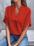 Fongt Women's Summer Casual Pure Color V-Neck Loose Shirt Top Woman