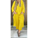 Fongt Spring And Autumn Cotton Tamply Size Women's Loose Casual V-Neck Long-Sleeved Trousers Two-Set Set