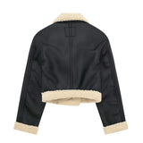 Fongt Women's Clothing Autumn And Winter Street Wind Double-Sided Grasp Velvet Leather Jacket Locomotive Leather Locomotive
