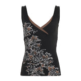 Fongt Plant Floral Print Slings Small Vest Hottie Girl Girl Slamming Sexy Antique Early Feeling New Blouse Tide