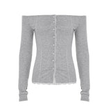 Fongt Style Anti-Car Repair Knitwear 2025 Autumn Collar New T-Shirt Solid Long-Sleeved Top