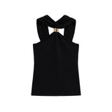Fongt Homemade New Women's Oceaned Seam-Time Casual Golden T-M�Ling Hanging Neck 4938116